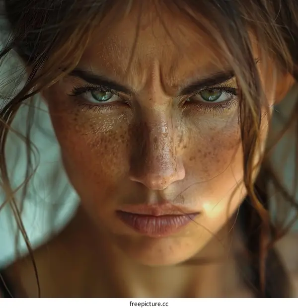 Close Up Portrait of a Woman with Freckles