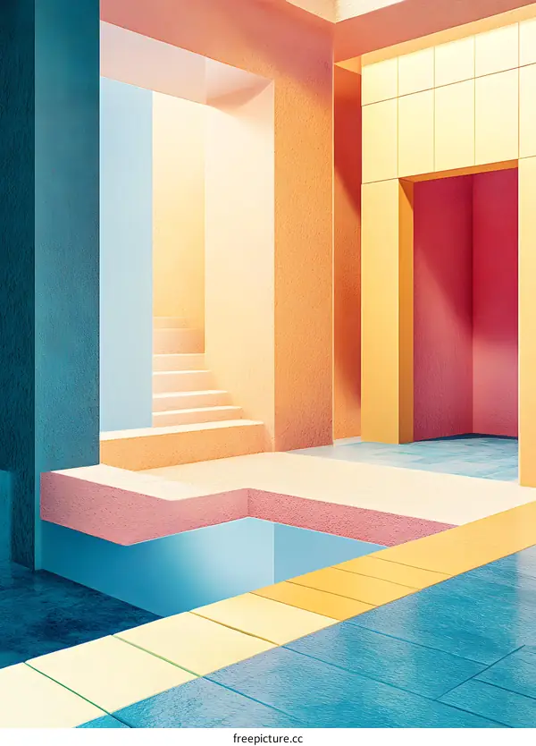 Abstract Geometric Interior Design with Colorful Walls