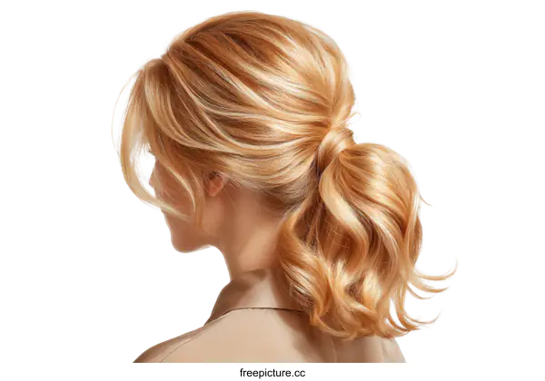 [Transparent Background PNG]Blonde Hair Styling  Elegant Back View
