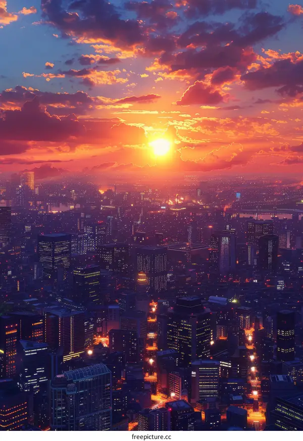 Sunset Cityscape Illustration