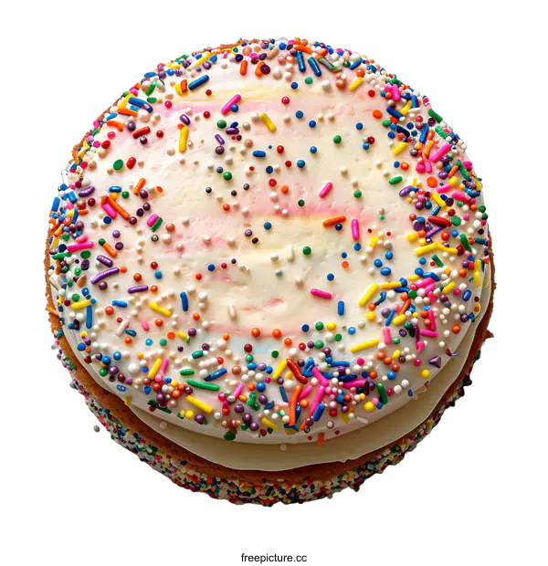 [Transparent Background PNG]A delicious cake with rainbow sprinkles