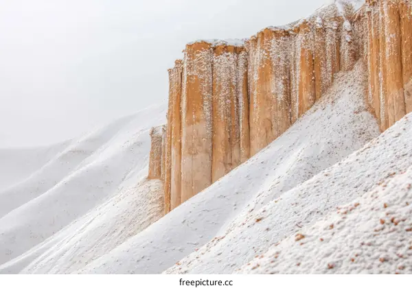 Snowy Mountain Landscape with Earth Formations