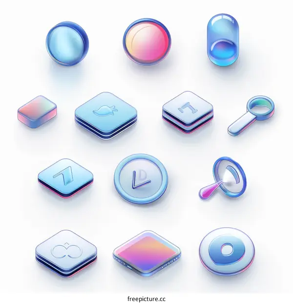 3D glossy icons set for web