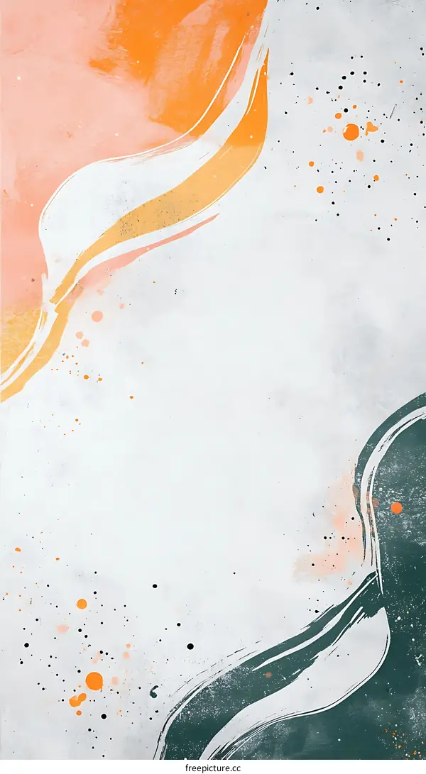 Abstract Watercolor Background with Orange and Green Color