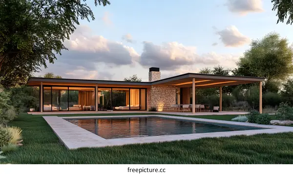 Modern House with Pool and Patio in the Countryside