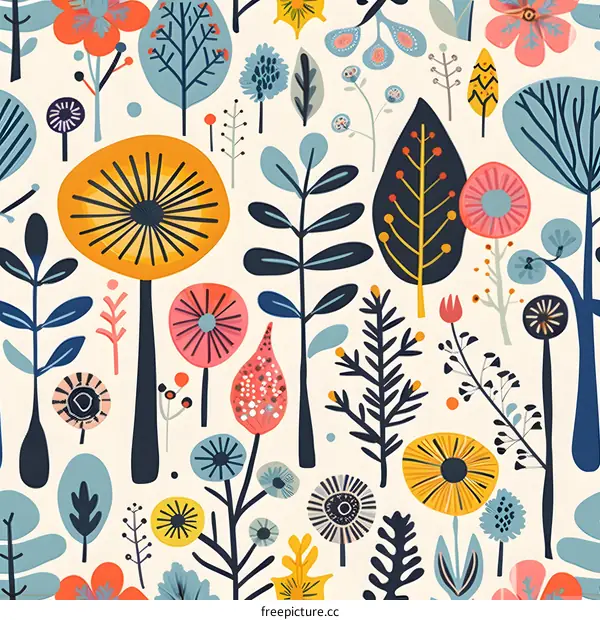 Colorful Abstract Floral Pattern Seamless Design