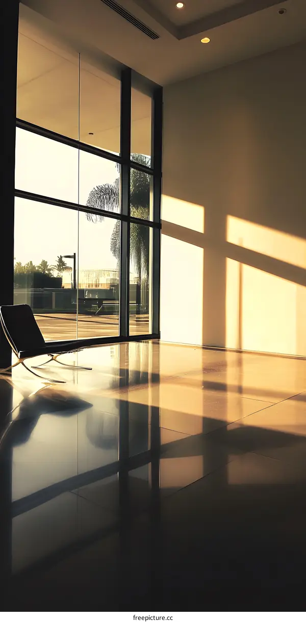 Modern Office Building with Large Windows and Sunlight