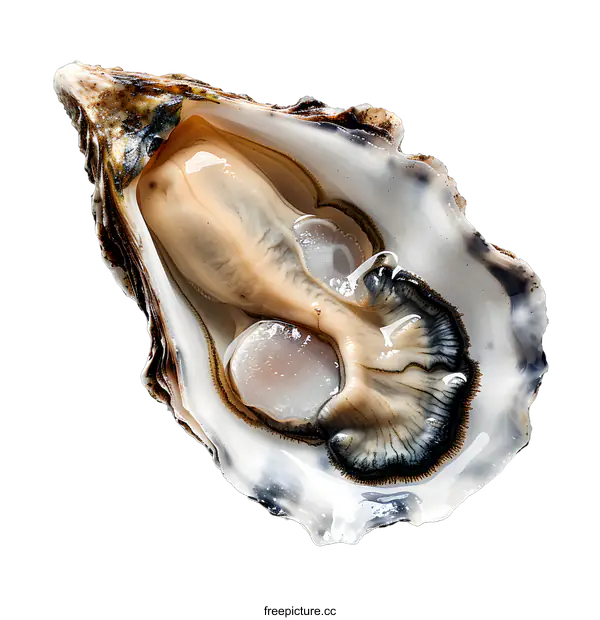 [Transparent Background PNG]Fresh open oyster isolated on white background