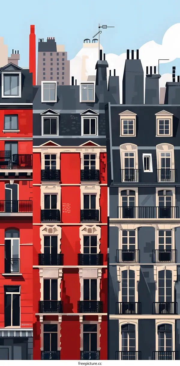 Modern Illustration of European City Buildings