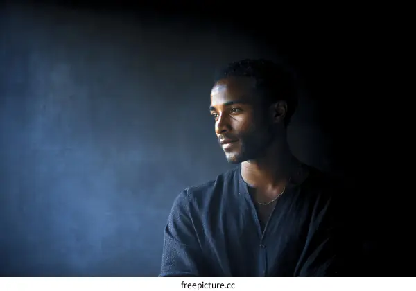 Thoughtful African American Man in Profile