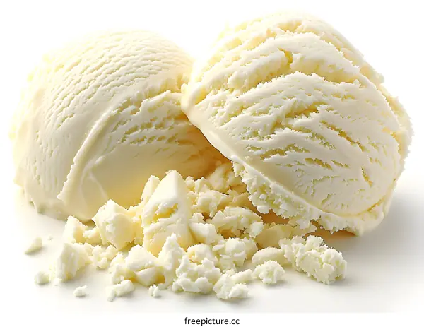 Two scoops of vanilla ice cream