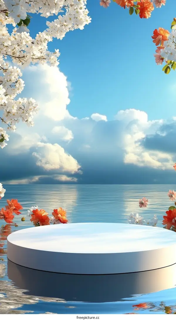 Floral Display Platform on a Watery Scene