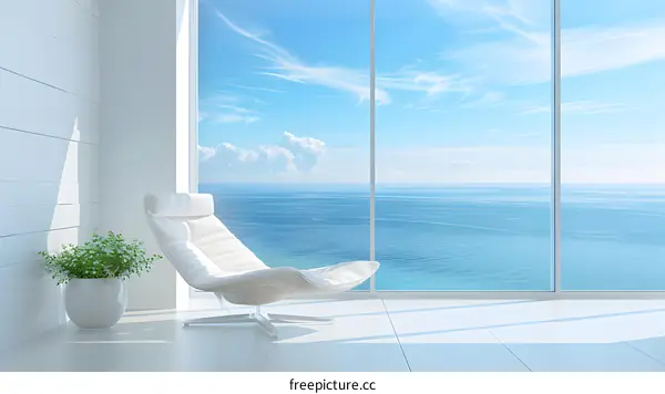 Modern Living Room Interior Design with Ocean View