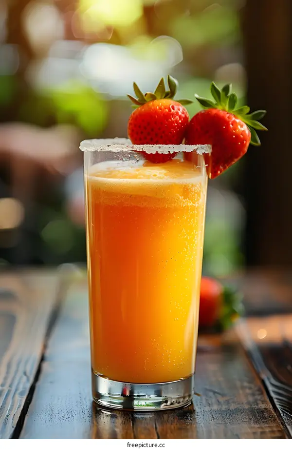 Orange juice with strawberries