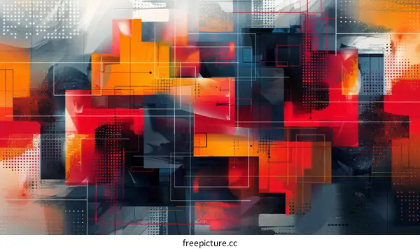 Abstract painting of geometric shapes