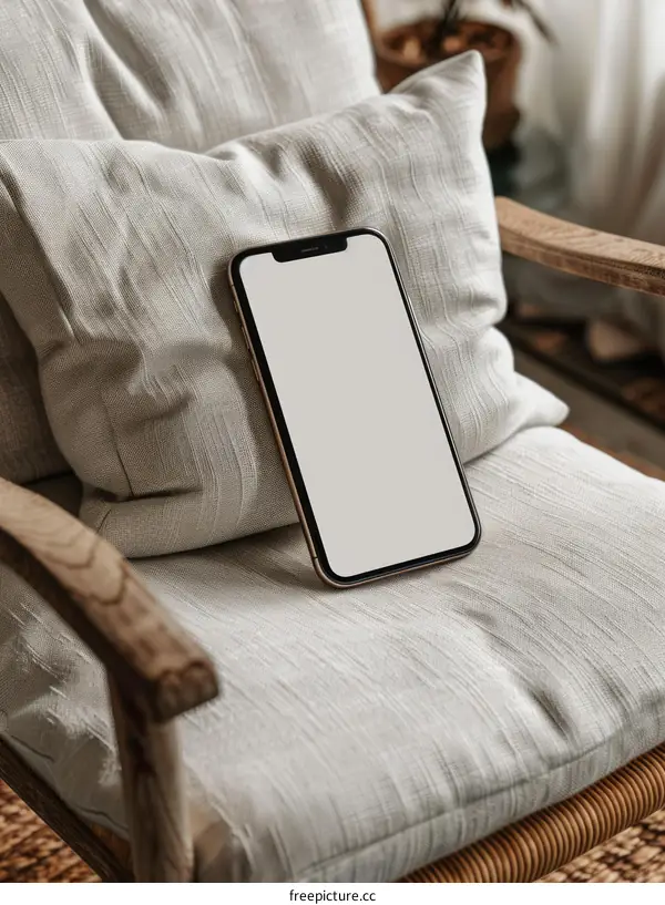 Smartphone Mockup on a Neutral Chair