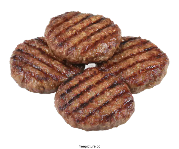 [Transparent Background PNG]Grilled Meat Patties Ready for Burgers