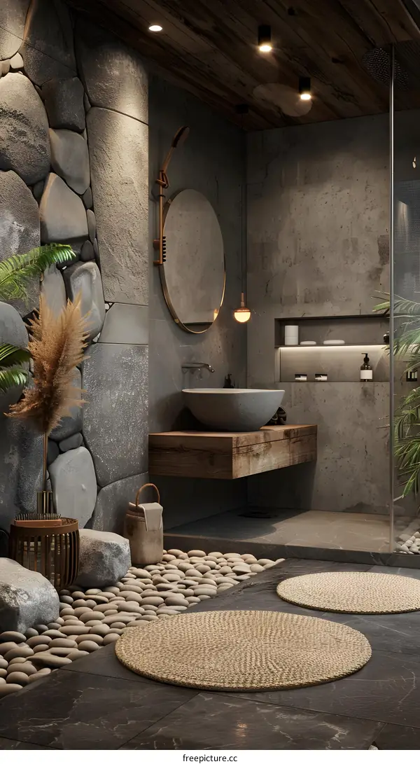 Minimalist Japanese Style Bathroom Design with Natural Elements