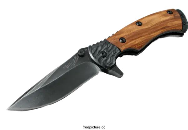 [Transparent Background PNG]Folding Pocket Knife with Wooden Handle