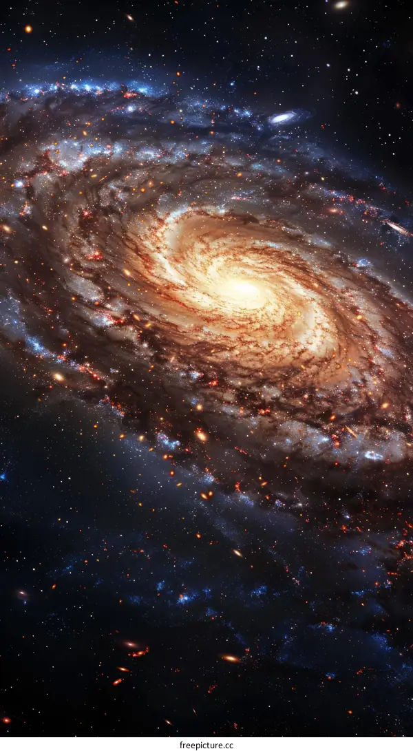 Amazing spiral galaxy with bright center and long starry arms