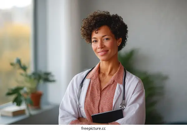 Confident Female Doctor Posing Professionally