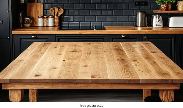 Modern Kitchen Table Top Surface with Natural Wood Grain