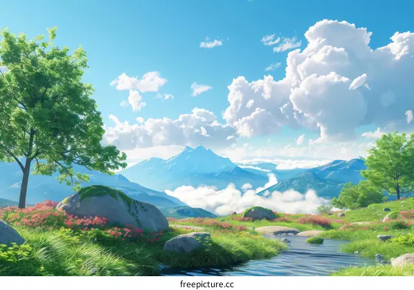 Stunning Mountain Landscape Illustration