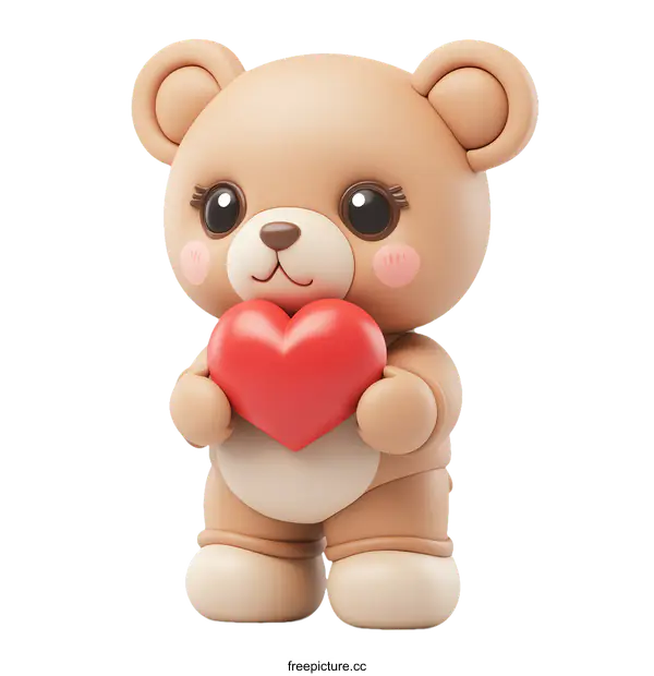 [Transparent Background PNG]Cute Cartoon Teddy Bear with Heart