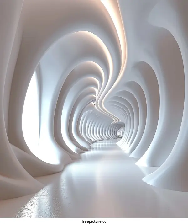 Smooth White Walls of a Futuristic Tunnel