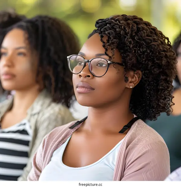 African American Woman Listening Attentively in a Meeting