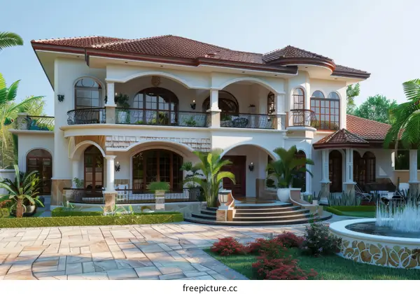 Luxury House Exterior Design Illustration