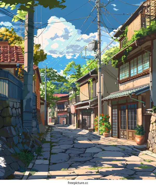 Japanese Traditional Architecture Street Illustration