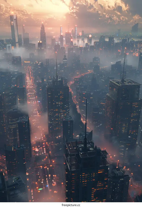 Futuristic Cityscape at Dusk