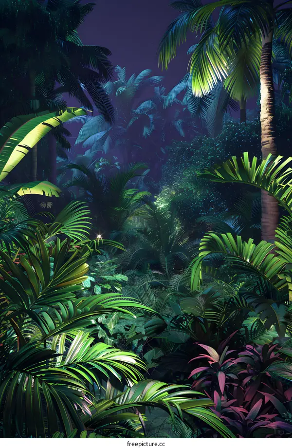 Tropical Rainforest Night Landscape