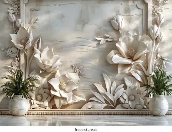 3D Floral Wall Decor Illustration