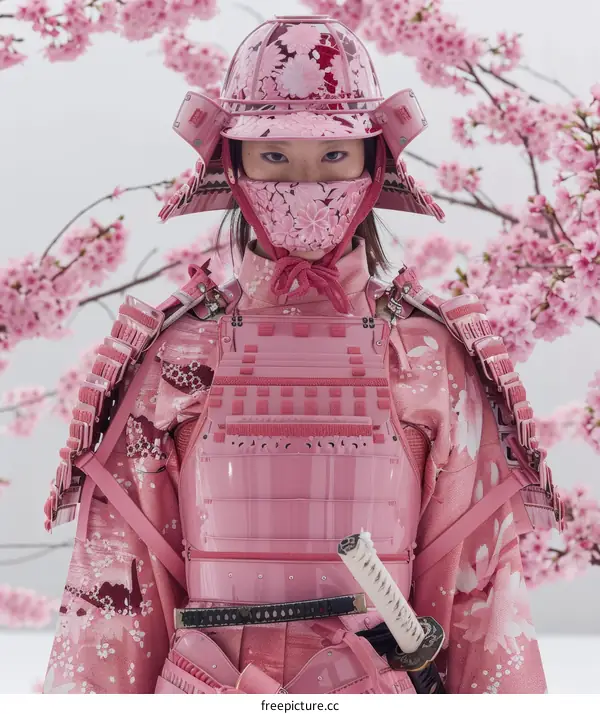 Pink Samurai Armor and Cherry Blossoms