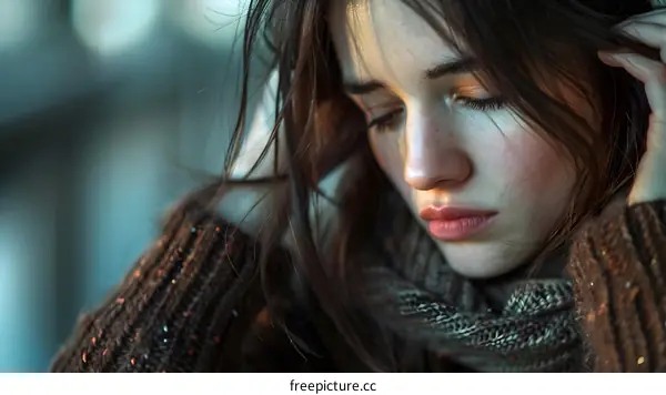 portrait of a beautiful sad girl