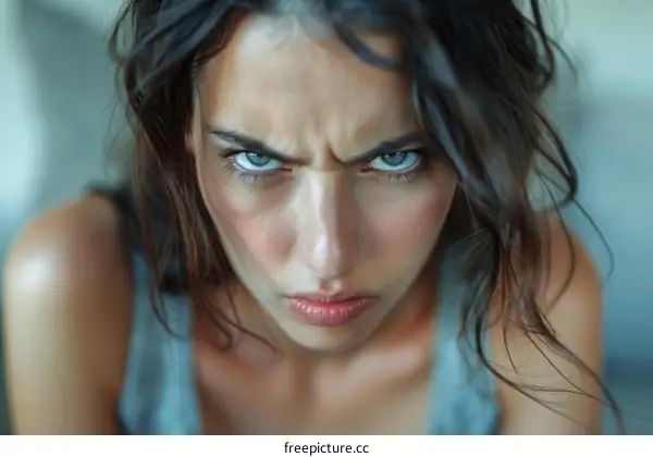 Close-up Portrait of an Angry Woman