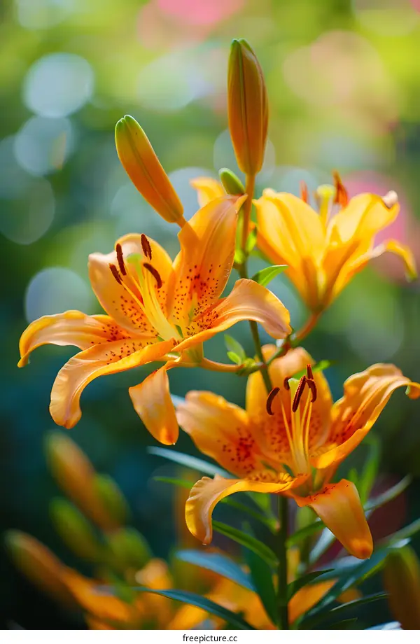 Orange Lilies Blooming in the Garden