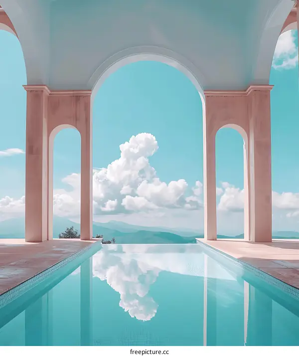 Infinity Pool View from Archway with Cloudy Sky