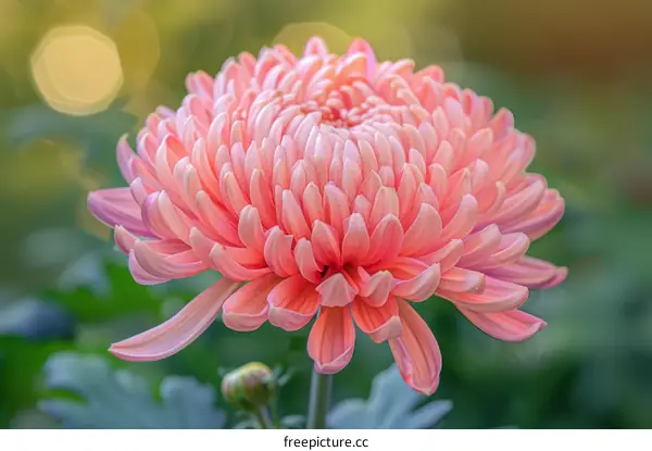A beautiful pink dahlia flower in full bloom with a blurred background
