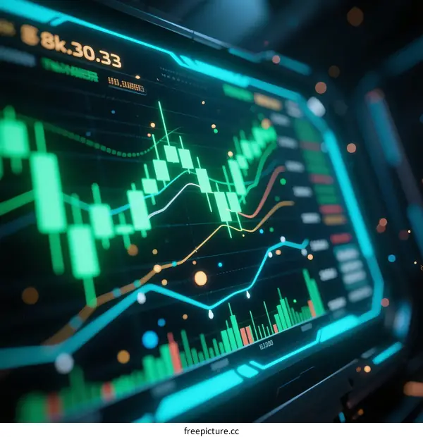 Financial Market Stock Trading Digital Chart Display Screen