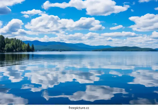 Serene lake reflecting the sky