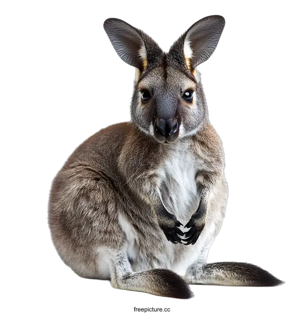 [Transparent Background PNG]Red-necked Wallaby Sitting On White Background