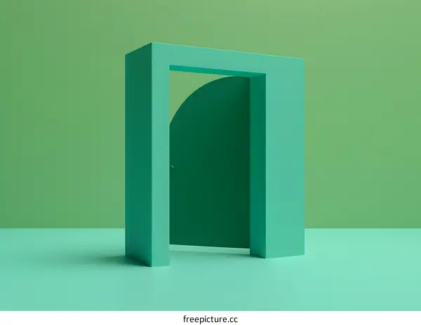 Green Doorway Minimalist 3D Illustration