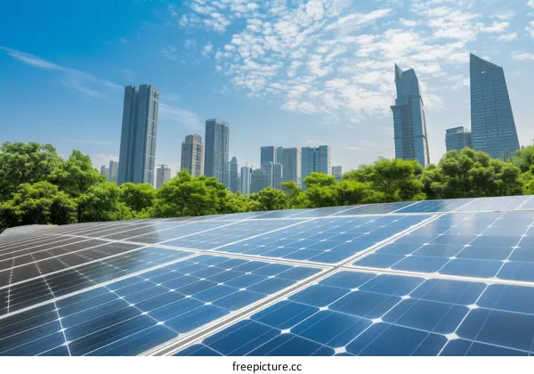 Solar panels in the city