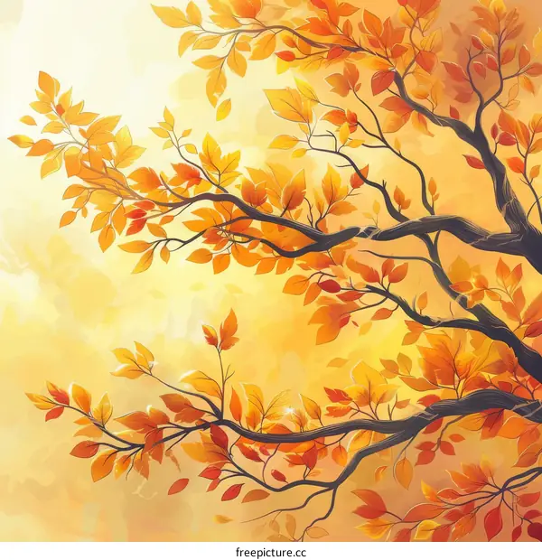 Golden Autumn Forest Landscape