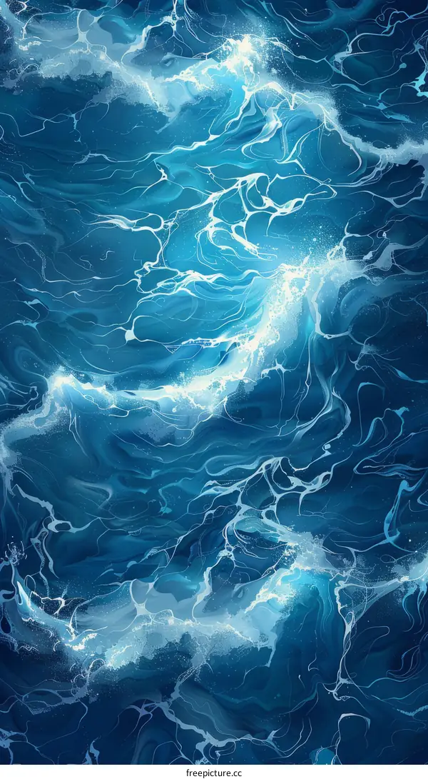Deep blue ocean waves illustration