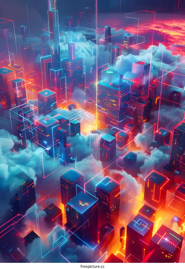 Futuristic city in the clouds