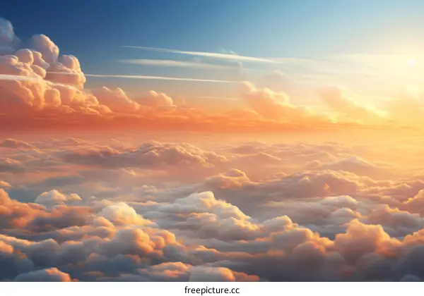 above the cloudscape during sunset